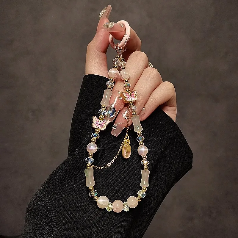 Phone Case Lanyard Auspicious Star Shining Pendantlight Luxury Pendant Chain Short Alloy Women's Beaded Bracele Niche On Ins