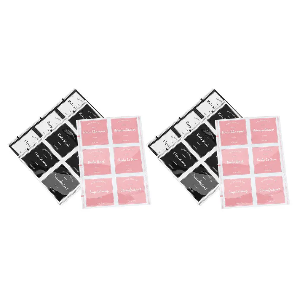 6Sheets Adhesive Bathroom Labels Waterproof Oil Resistant Removable for Shampoo Conditioner Body Wash Lotion Bottles Travel