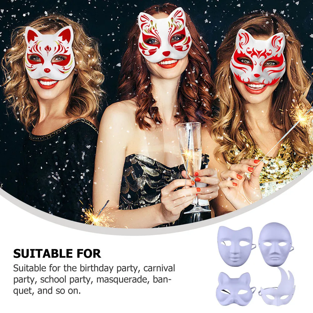 

16Pcs White Paper Masks DIY Craft Kit for Drawing Painting Customizable Masks Halloween Costume Party Favor Paper Mask