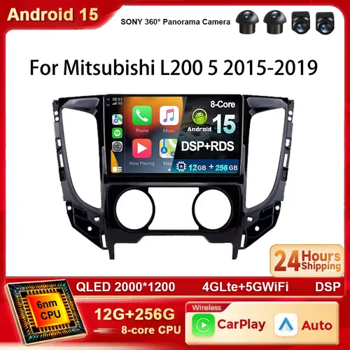Android 15 Radio de coche Carplay para Mitsubishi Pajero Sport 3 L200 5 Triton 3 2015- 2019 navegación GPS Auto 4G Wifi estéreo DSP BT