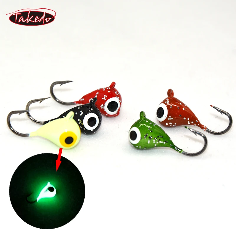 TAKEDO-Luminous Ice Fishing Lure, Crankbaits, Metal Jig Head Hook, Trout Lure, Winter, SP17, 19mm, 2.1G, 5Pcs