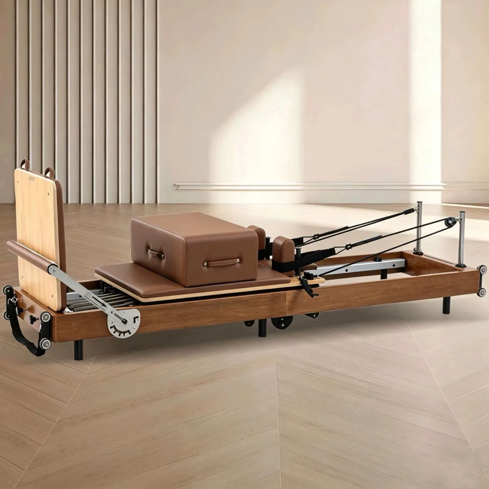 Custom Pilates Reformer, Wide Platform & Spring Resistance, Full Body Exercise for Boutique Studio