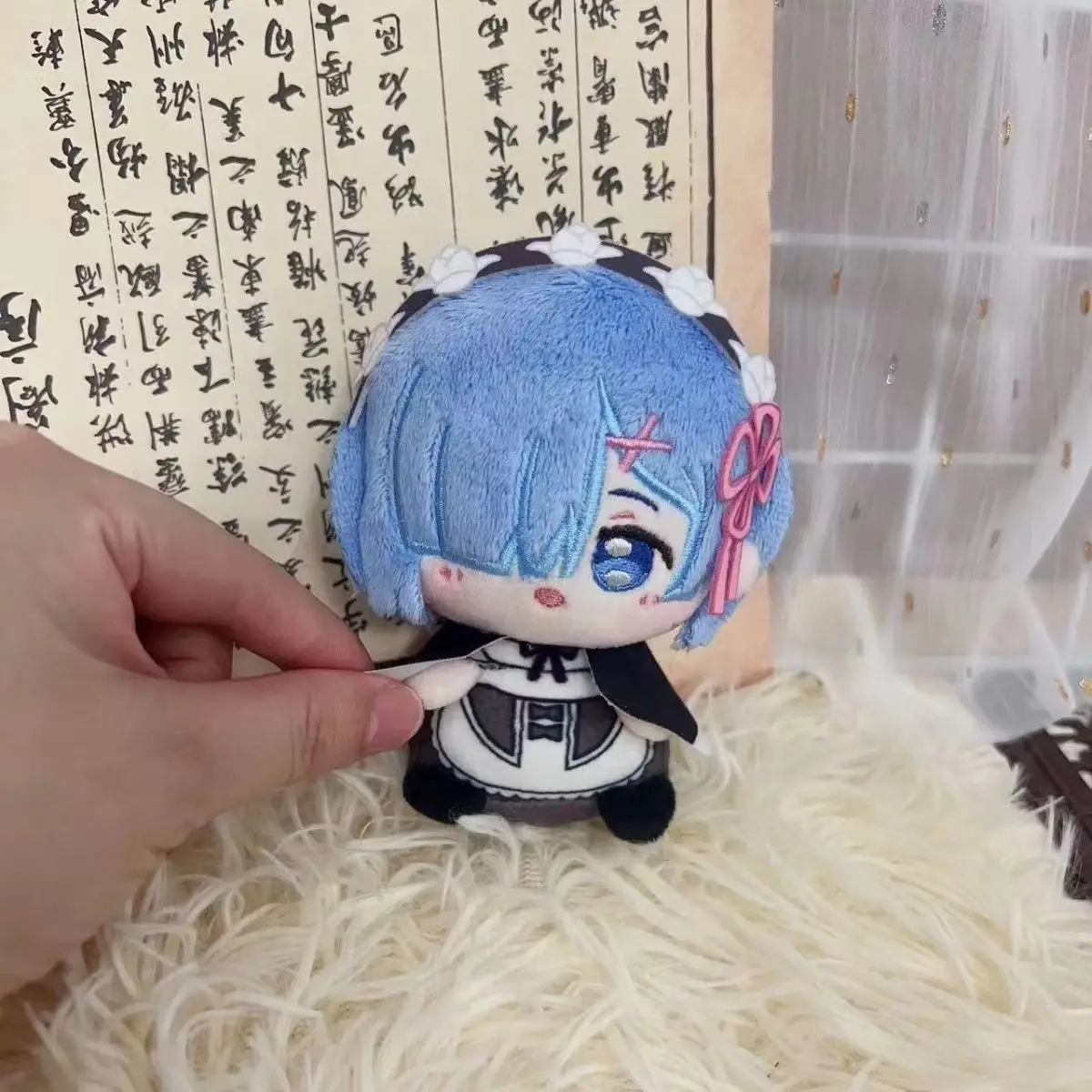 Re:Zero - Życie w innym świecie Rem Śliczna Figurka Pluszowa Wypchana Lalka Bawełniana Zawieszka do Plecaka Zabawka dla Chłopca Dziewczynki Brelok Prezent