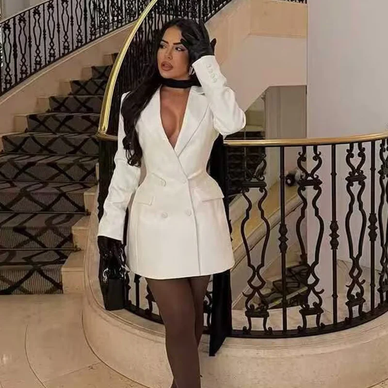 Blazers primavera feminina 2026 nova moda magro com decote em v elegante escritório jaqueta & blazers juventude viagem rua quente primavera casaco