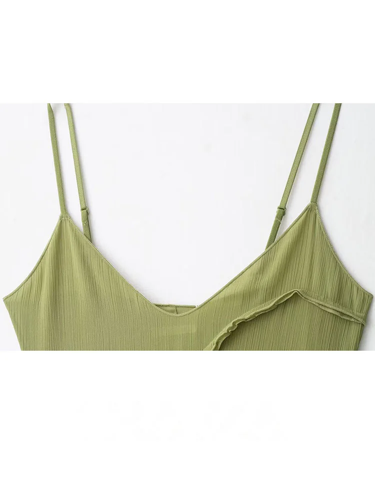 HH – robe longue élégante pour femmes, nouvelle mode, couleur unie, col en v, sans manches, dos nu, épissé, décoration, été