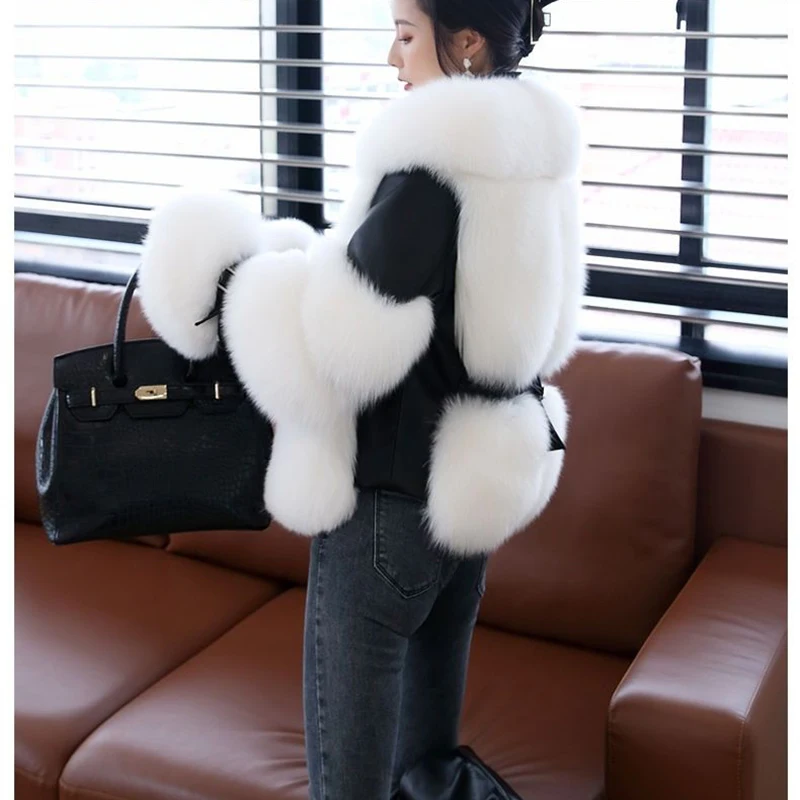 Herfst Winter Nieuwe Nepbont Vossenbont Jas Dames Overjas Mode Losse Korte Motorkleding Plus Katoen Warme Parka Jas
