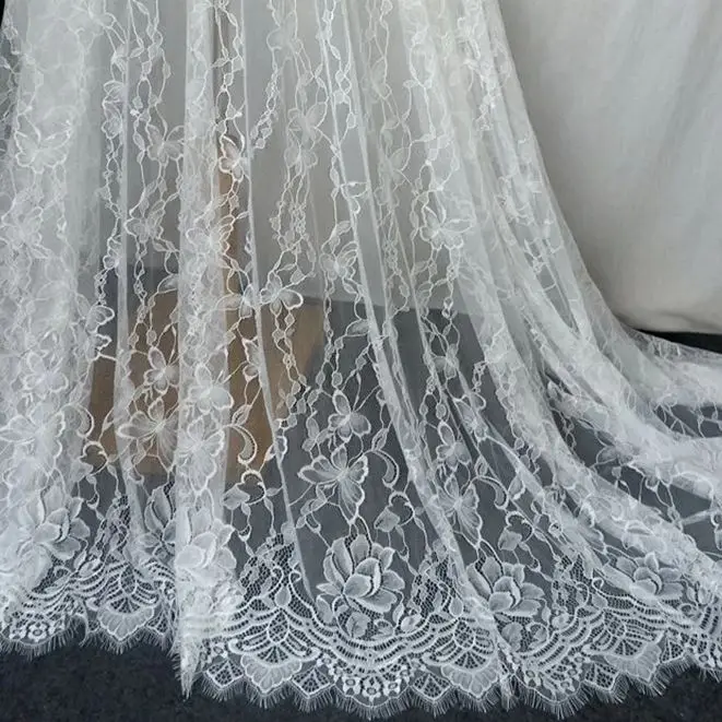 

150cm Wide Butterfly Flower Eyelash Lace Fabric DIY Lace Fabric For Needlework V2334
