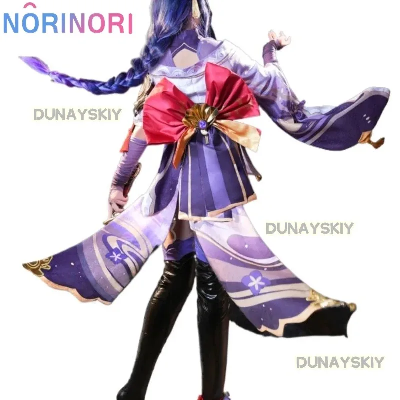 25COSCosplay لعبة Genshin Impact Raiden Shogun أزياء تنكرية أزياء بعل ملابس رايدن مي مجموعة كاملة فستان شعر مستعار أغطية الرأس لـ Anime Exp