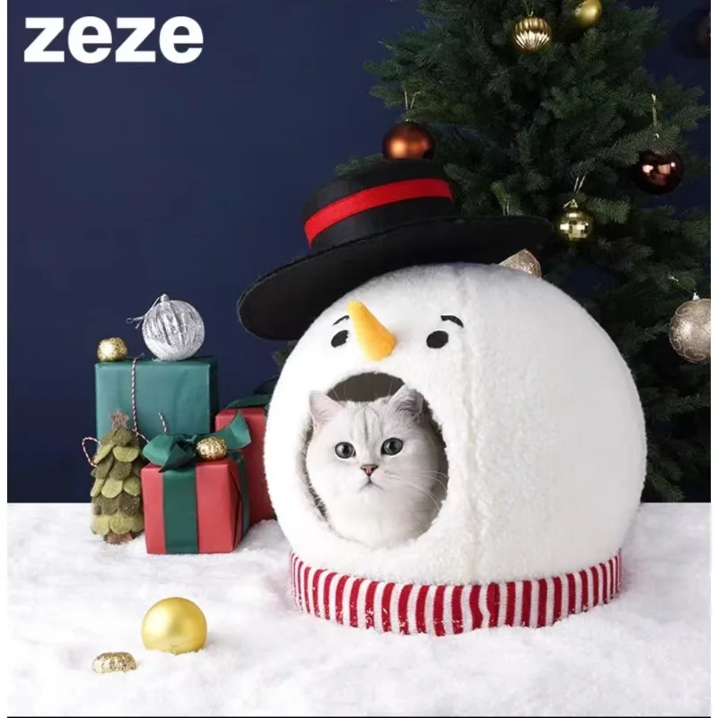 Zeze Christmas Little Train Cat Crawl Frame Cat Nest All Seasons Universal Cat Scratch Pillar Toy Winter Warmth