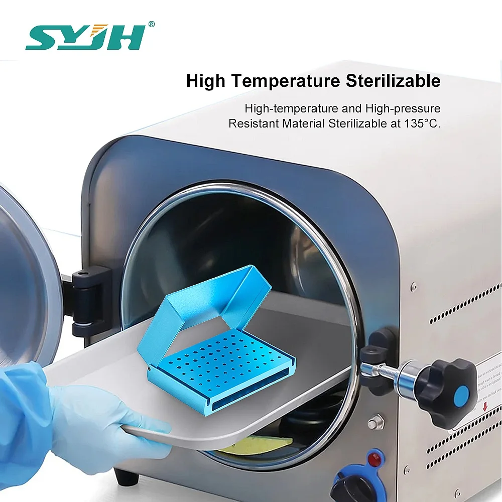 Dentals 58 Holes Sterilization Box Autoclavable Aluminum Alloy for High/Low Speed Burs Dentistry Tools