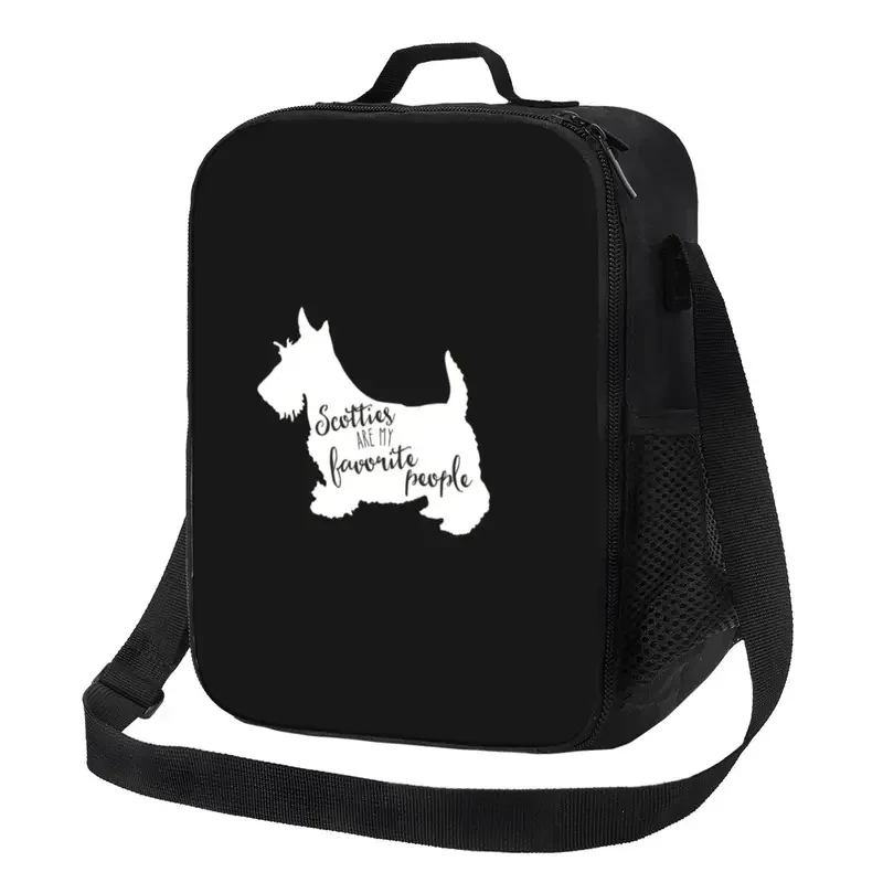 Scotties Are My Favorite People Insulated Lunch Bag for Outdoor Picnic Scottish Terrier Dog Waterproof Thermal Cooler Lunch Box