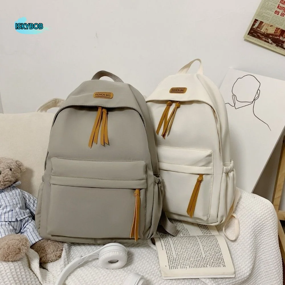 

Large-capacity School Backpack Korean Version Zipper Shoulder Knapsacks Simple Style Solid Color College Student Schoolbag