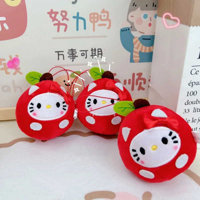 

Sanrio Little Apple Cute Keychain Plush Toys For Girls kawaii Backpack Ornament Plush Toy Keychan Outdoor Fun Christmas Gift