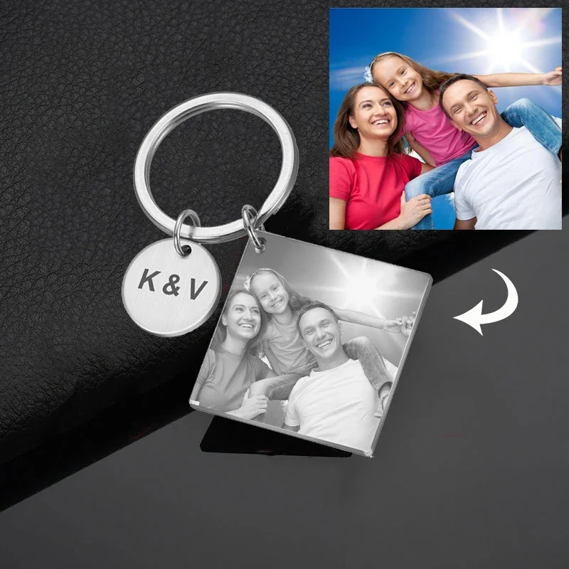 Customized Photo Keyrings for Women Men Family Gift Stainless Steel Personlized Picture Keychain Key Ring for Wedding Party