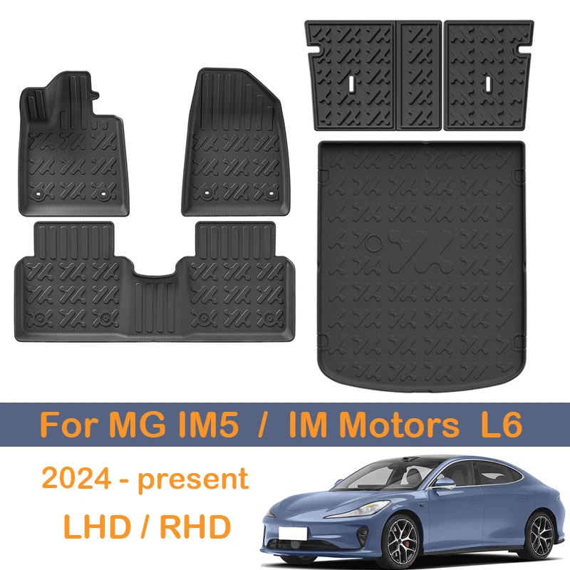 LHD/RHD Car Floor Mats For MG IM5 / IM Motors L6 2026 2027 2025-present Trunk Mats Cargo Liner Seat Back Protector Waterproof