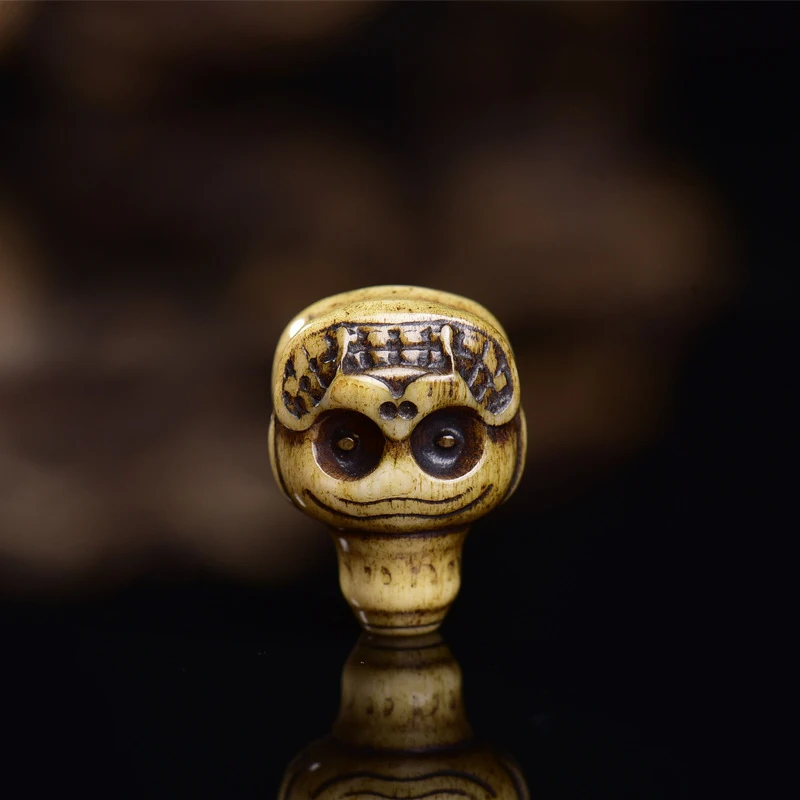 Tibetan-style -carved smiling face A-dai - Buddhist bead bracelet DIY semi-finished cow bone three-way accessory