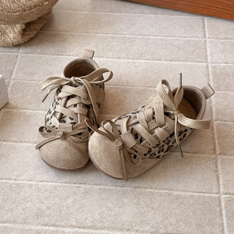 

2025 Children Casual Shoes for Girls Autumn New Fashion Korean Style Soft Bottom Anti-slippery Versatile Princess Bowtie Shoes