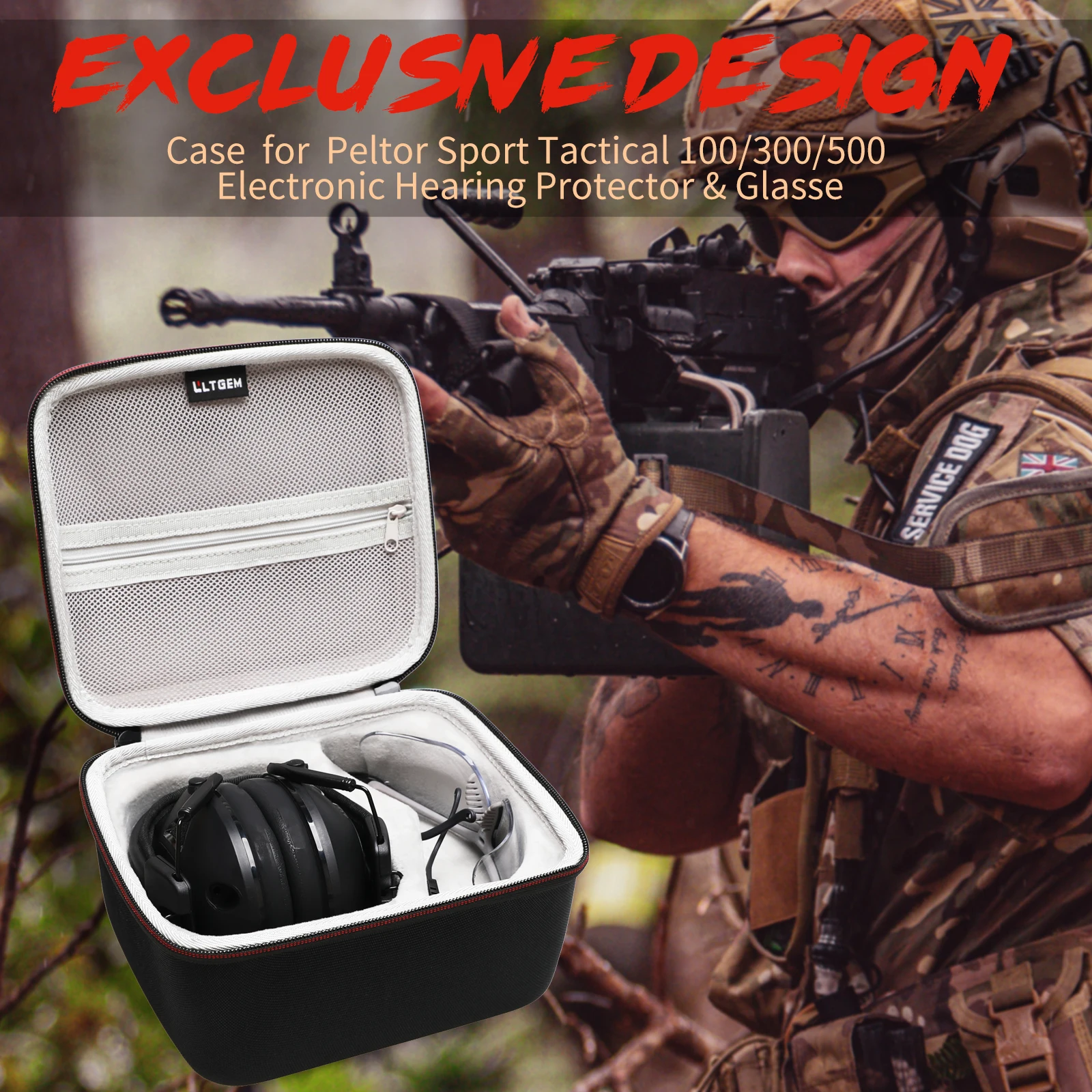 LTGEM Protective Case for Peltor Sport Electronic Hearing Protector Tactical 300 Travel and Outdoor Storage Bag