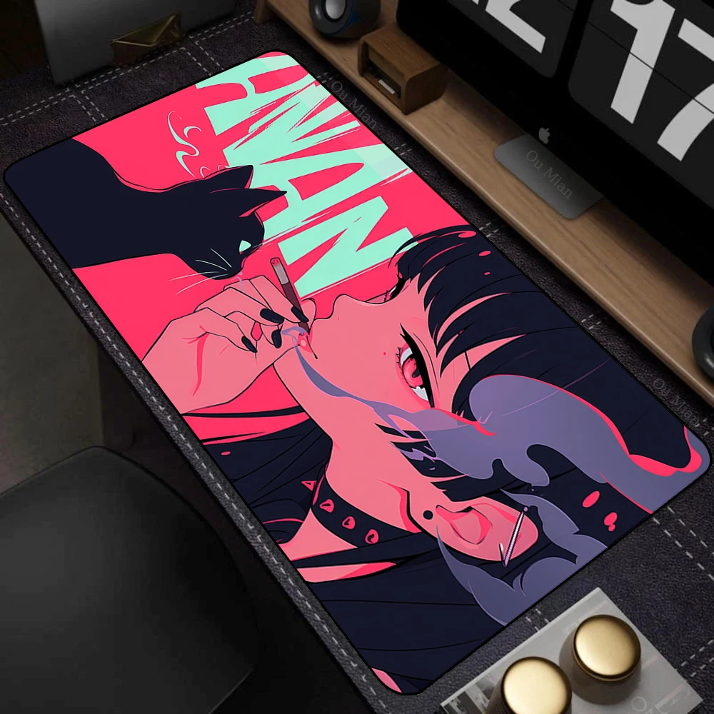 Pink Anime Girl Mouse Pad Large PC Kawaii Gamer Cabinet Keyboard Rug Pc Computer Accessory Mousepad Laptop Gaming Desk Mat Best