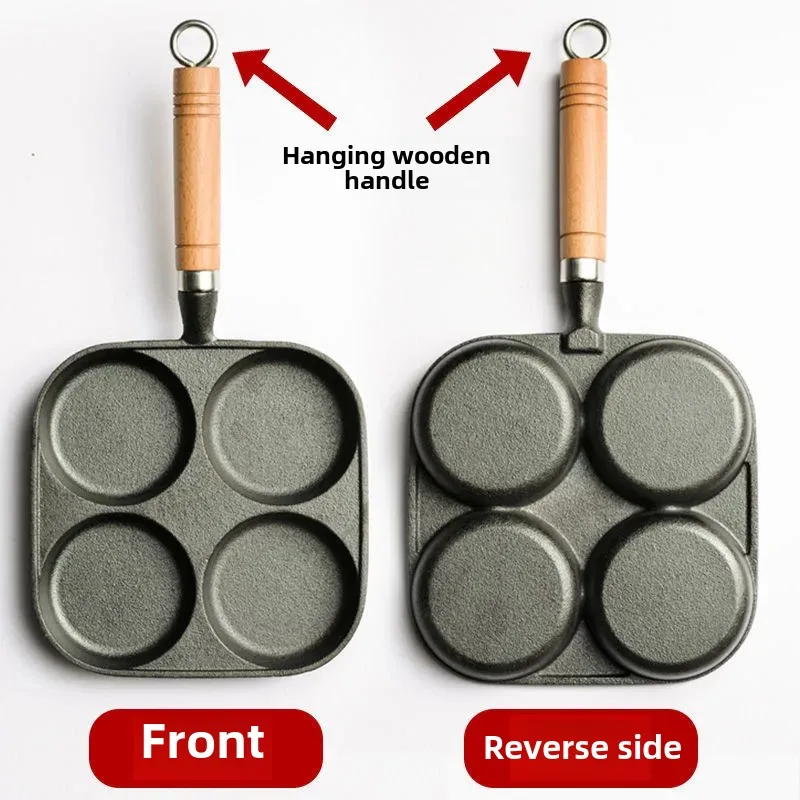 New Deep-Bottom Cast-Iron Egg Frying Pan Non-Stick Mold For Home Use Flat Bottom Cooking Pot No Coating Dumpling Pot