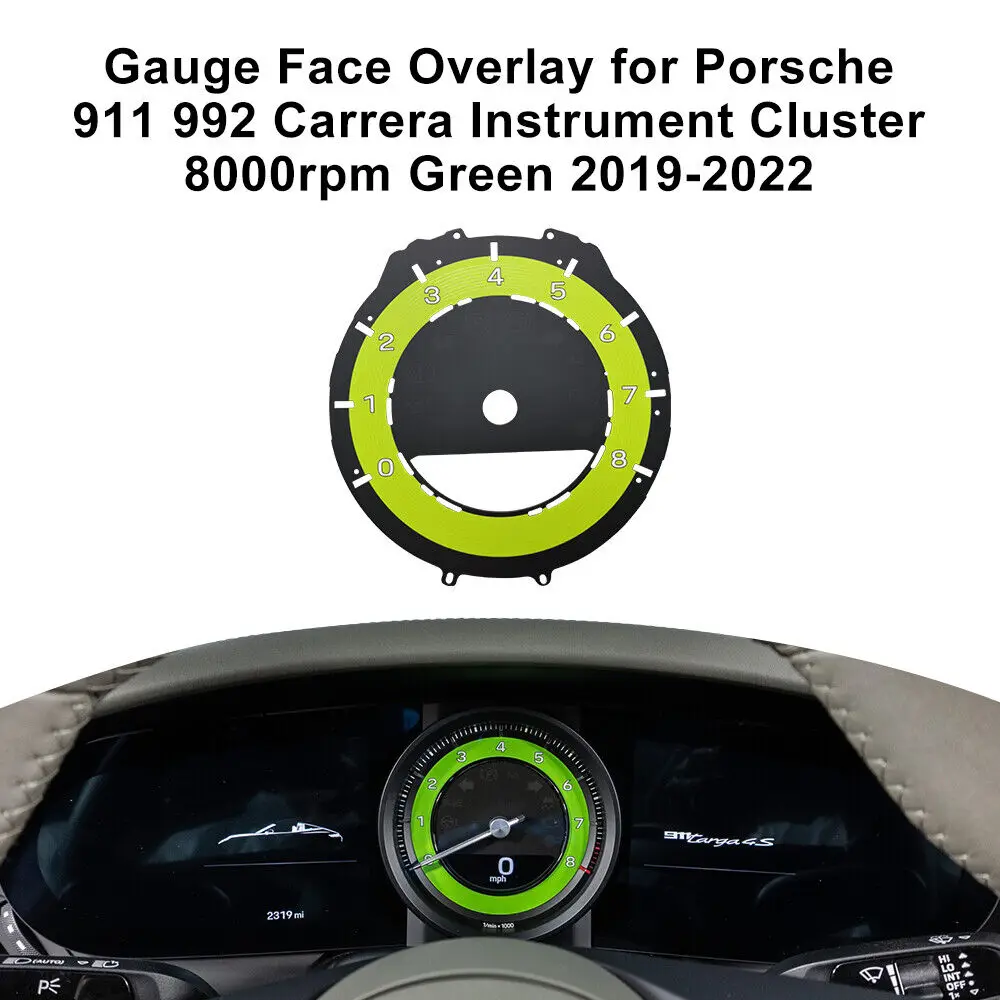 

Gauge Face Overlay for Porsche 911 992 Carrera Instrument Cluster 8000rpm 19-22