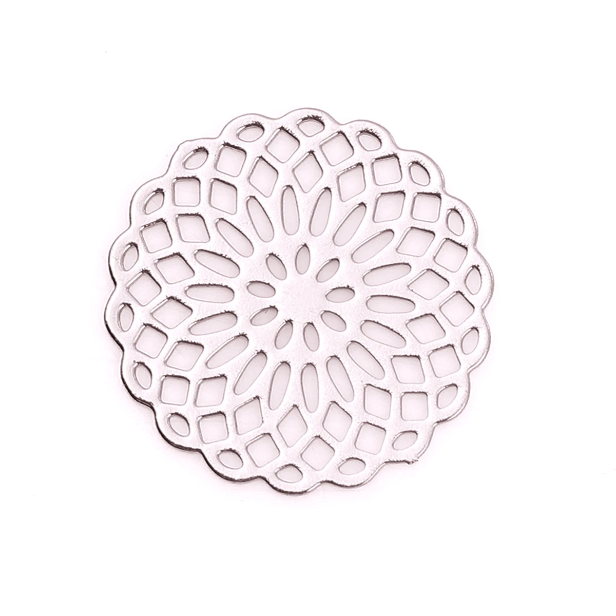 10 PCs Round Flower Hollow Copper Embellishments Gold Color  For DIY Jewelry Making 15mm( 5/8