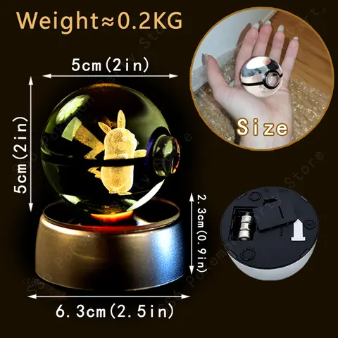 Pokémon Kristallkula 3D Pikachu Gengar Mewtwo Nattlampa Pokeball 3D Glas Pokémon Kristallkula Staty Barnfödelsedagspresent 10 best sales gengarlampa - №9