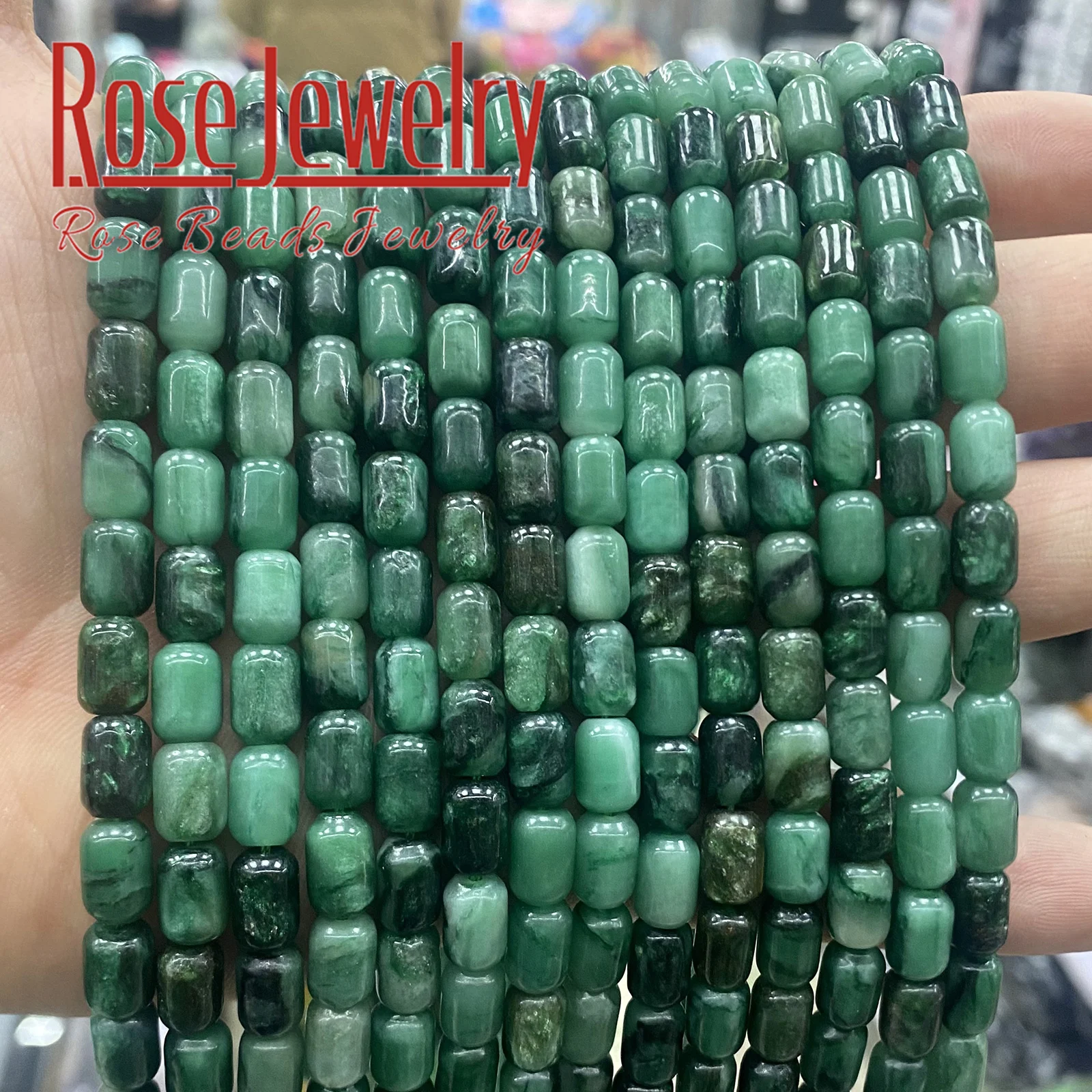 Natural Stone 6*9mm Green Emerald Crystal Cylinder Square Beads for Jewelry Making DIY Charms Bracelets Accessories