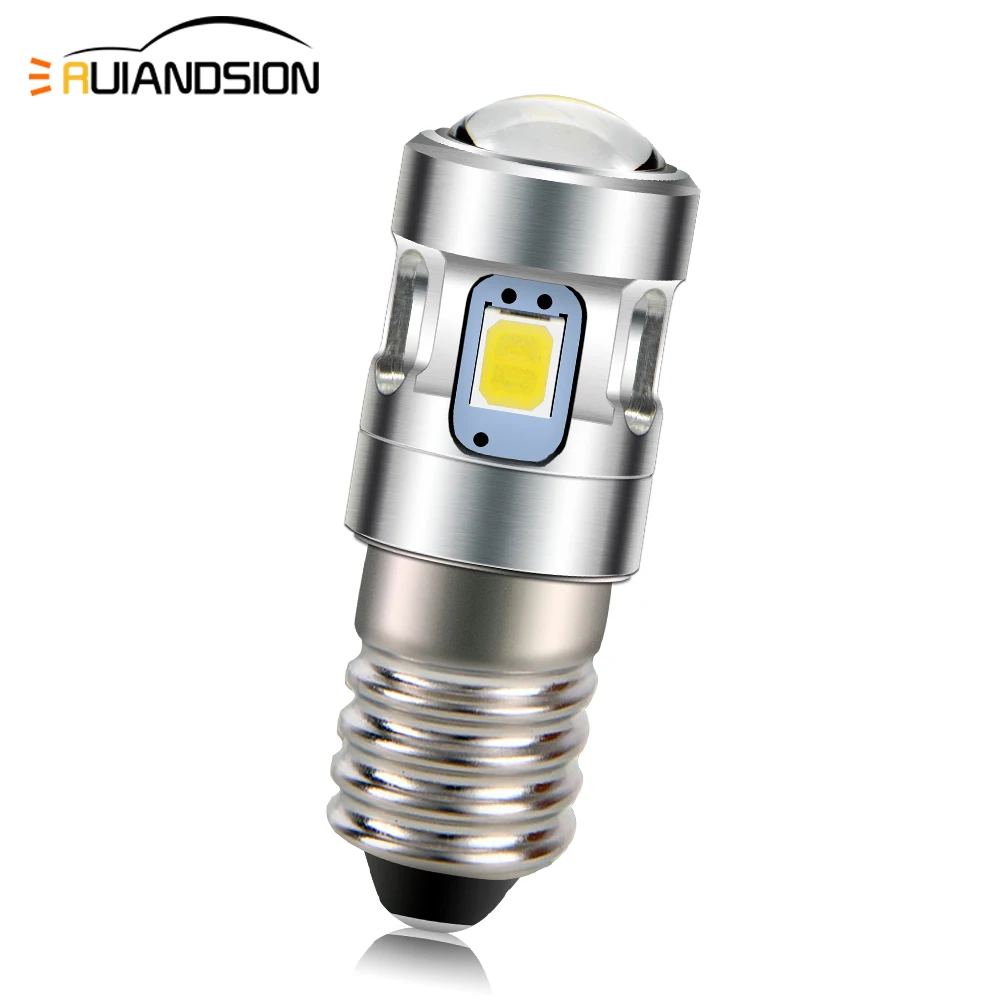 RUIANDSION 1Pcs E10 LED Screw Bulb for Old Flashlight 500Lm Bicycle Torch Lighting 6000K 4300K Compatible with 3V 4.5V 6V