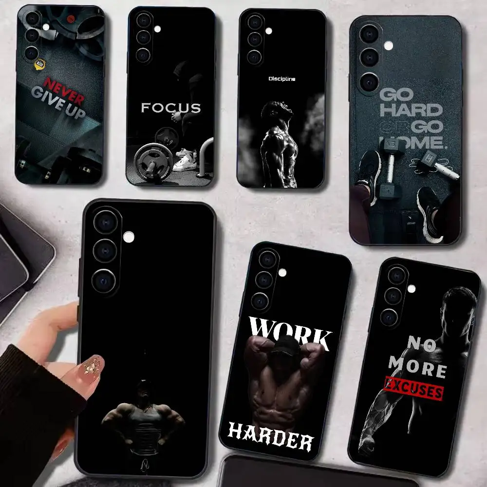 Gym Fitness Bodybuilding    Phone Case For Samsung Galaxy A73,A72,A71,A70,A53,A52,A51,Soft Silicone Black Cover