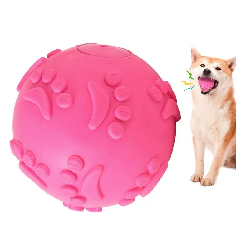 Squeaky Dog Toys For Aggressive Chewers Latex Teething Toy Ball For Dogs Interactive Teething Squeaker Puppy Chew Toys For