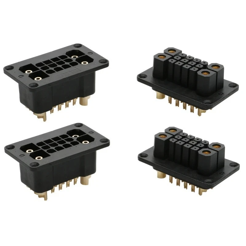2Pairs 90A High Current Connector 4+12 Pin, Gold-Plated Plug for RC Aircraft, Battery & Power Controller