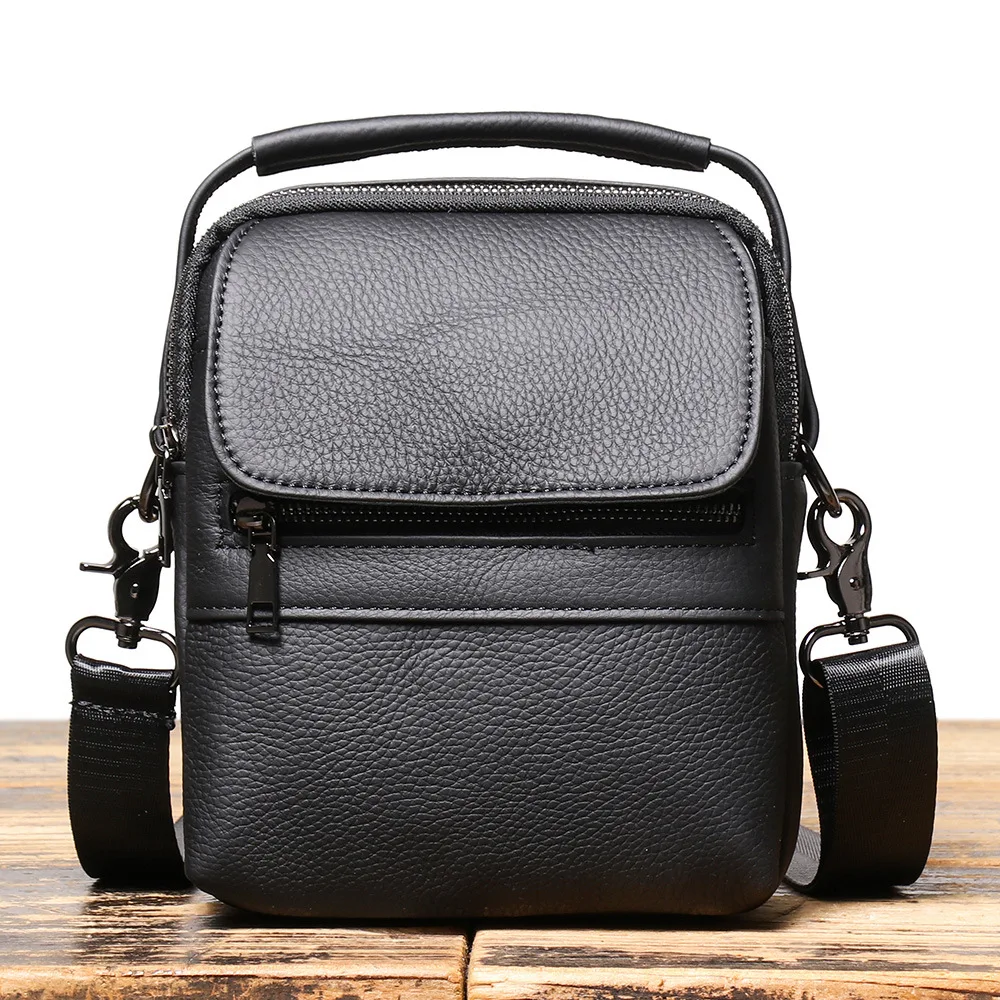 

Men's genuine leather crossbody backpack, multi-functional cowhide hand-held shoulder bag for business commuting
