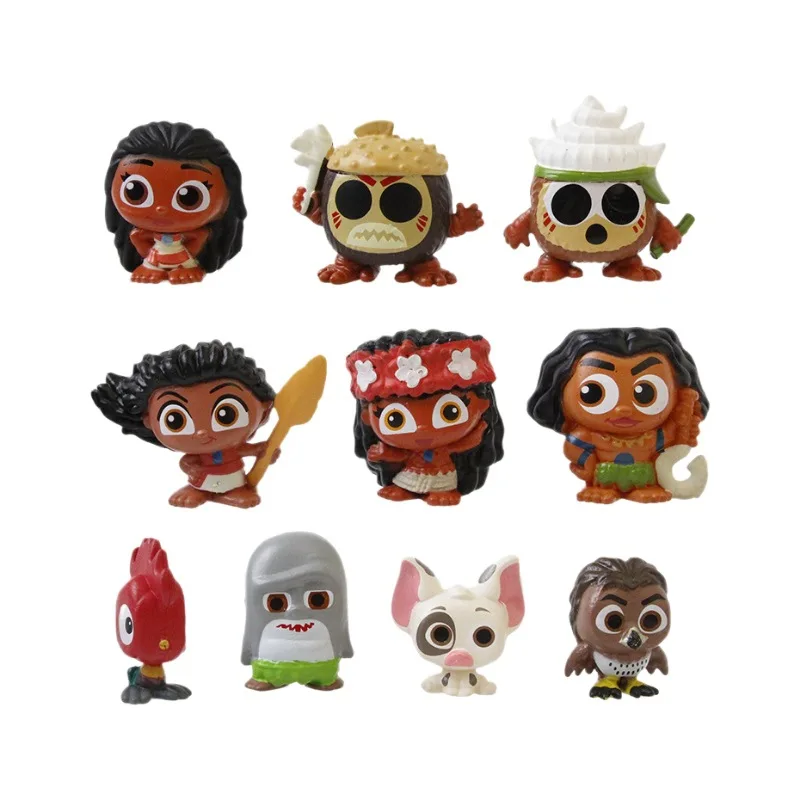 10Pcs/Set Cartoon Moana Princess Maui Chief Tui Tala Heihei Pua Vinyl Action Figure Model Toys For Children Christmas Gift