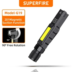 New SUPERFIRE G19 Powerful Head Flashlight torch LED COB Work light Rechargeable lamp for Camping fishing outdoor lights