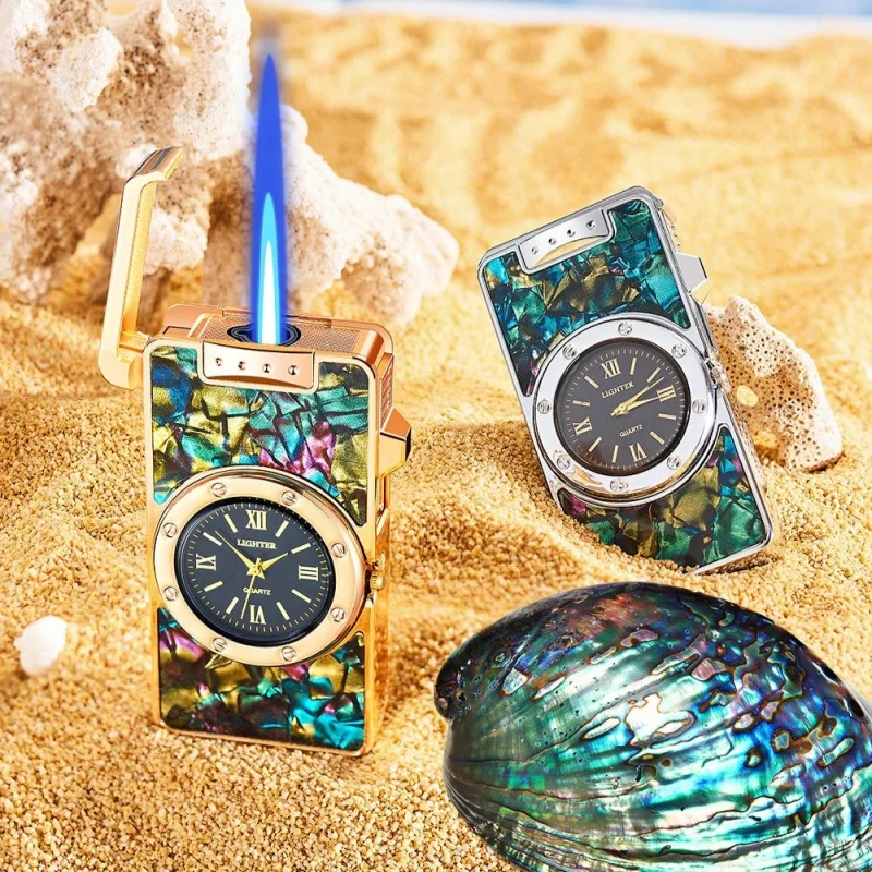 

Personalized Color Watch Lighter Metal Windproof Blue Flame Inflatable Lightter Trendy Portable Cigar Lighter Men's Smoking Gift