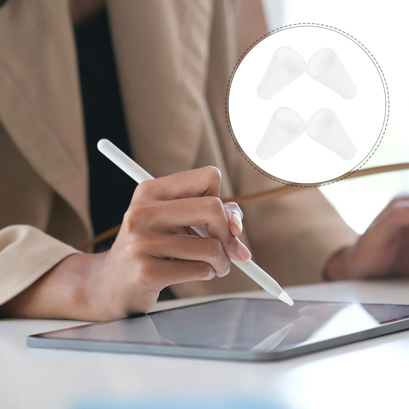 

4 шт. сменные насадки для стилуса для сенсорного карандаша, противоскользящая силиконовая защита наконечника, прочная устойчивая к царапинам крышка наконечника карандаша