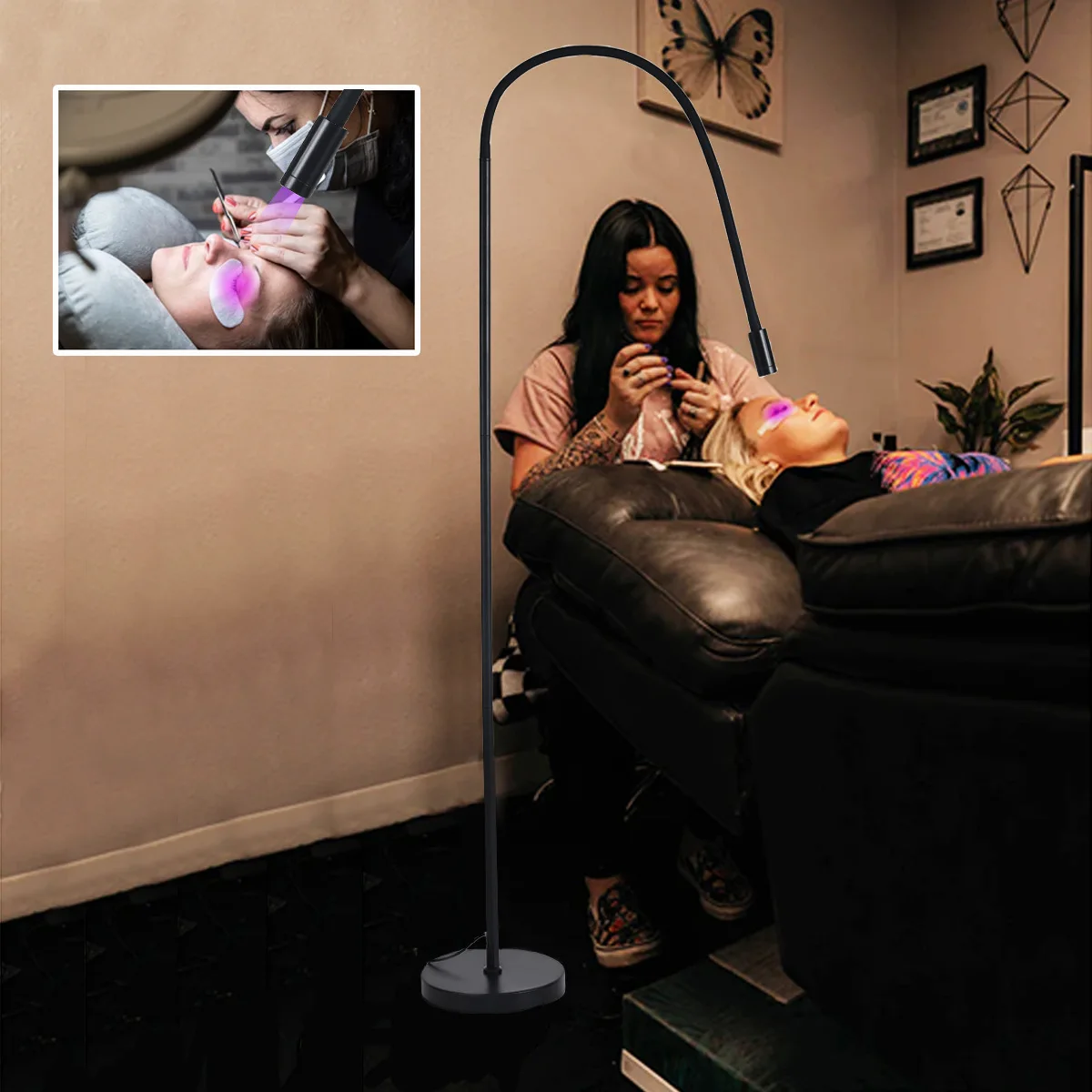 400nm 5w lâmpada uv para extensão de cílios 1s uv led cola de cílios de secagem rápida luz pedal pé lâmpada de luz uv para ferramenta de beleza