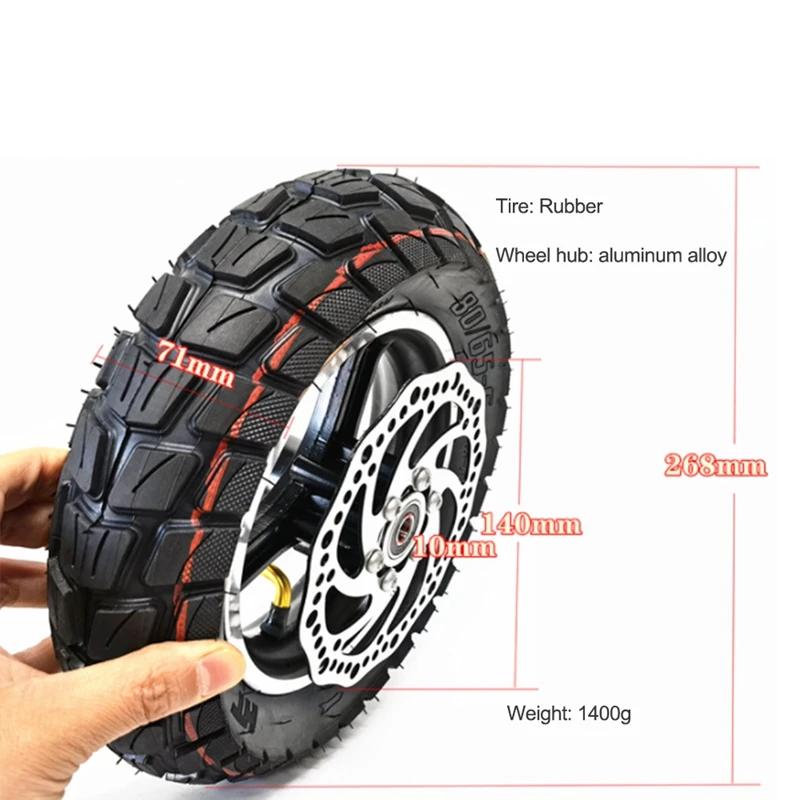 10 Inches Scooter Tire Tubeless Tire Full Wheel With Hub Universal For 10X3.0 255X80 Scooter Tires