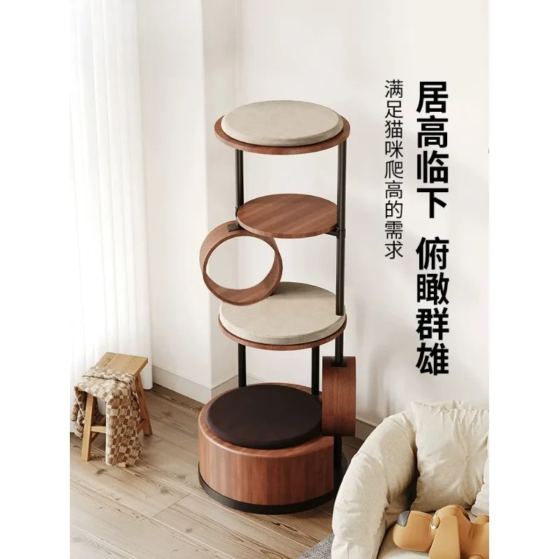 Solid wood cat climbing frame nest tree integrated small apartment household cat jumping platform viewing platform