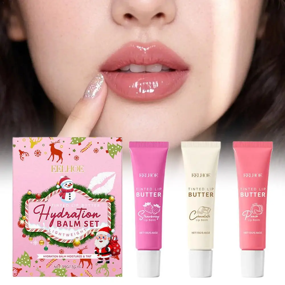 

3Pcs /set Fruit Extract Lip Balm Jelly Moisturizing Hydrating Lipsticks Watery Gloss Fade LipLines Lip Care Tinted Lip Pomade
