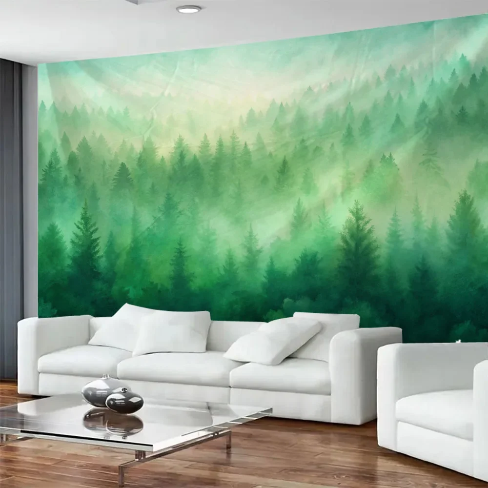 Bohemian Misty Forest Tapestry Wall Hanging Cloth Sunshine Sky Landscape Background Poster for Living Room And Bedroom Decoratio