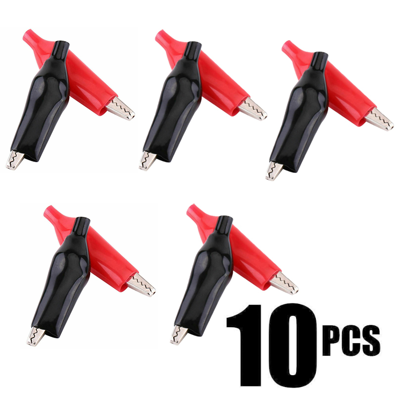  10pcs Insulated Crocodile Clips Electrical Battery Connectors 5A Mini Alligator Test Clips For Stereo Application Power Terminal 