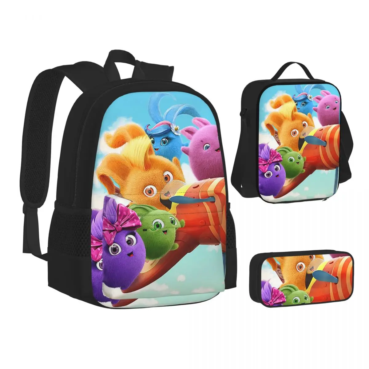 

Sunny Bunnies Anime Cartoon Backpacks Boys Girls Bookbag Students School Bags Kids Rucksack Lunch Bag Pen Bag Three-Piece Set