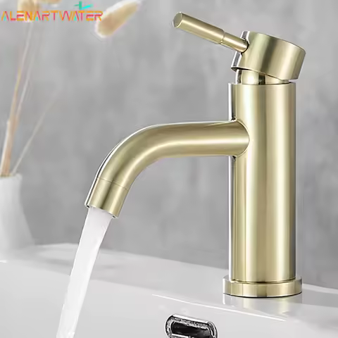 Basin Faucet 304 Stainless Steel Single Cold Water Tap Black Chrome Color Deck Mounted Basin Sink Tap G1/2