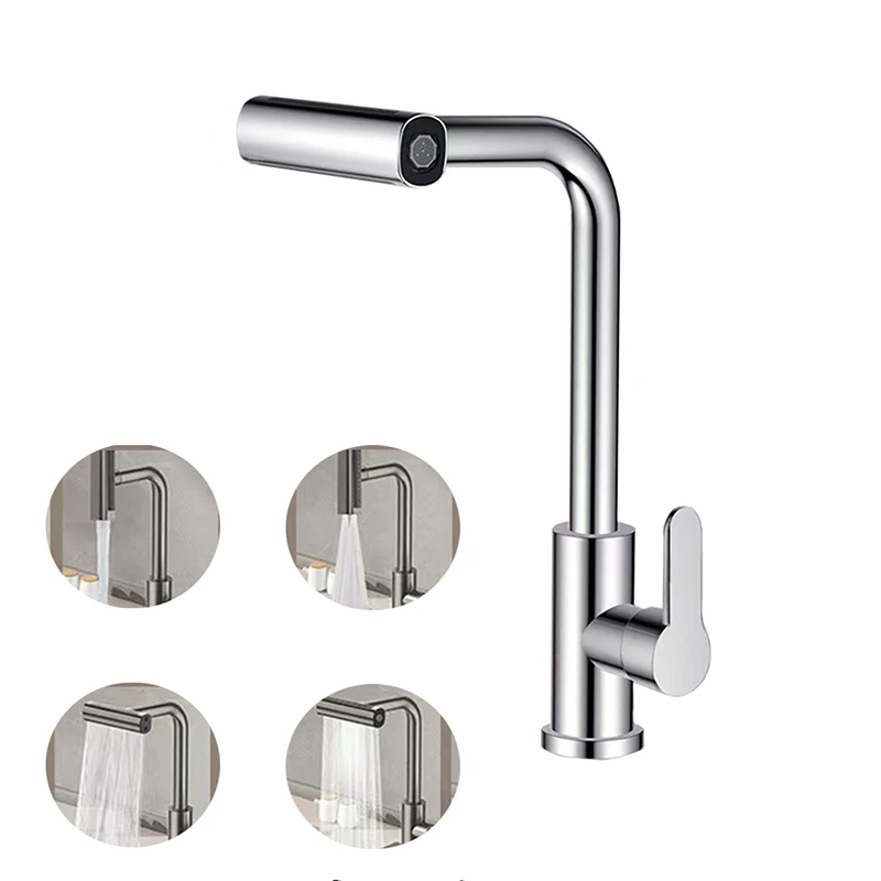 Brass Kitchen Faucet Single Hole Pull-Out Spout Kitchen Sink Mixer Faucet Four-bar Water Outlet Mode Cold and Hot Mixer Faucet