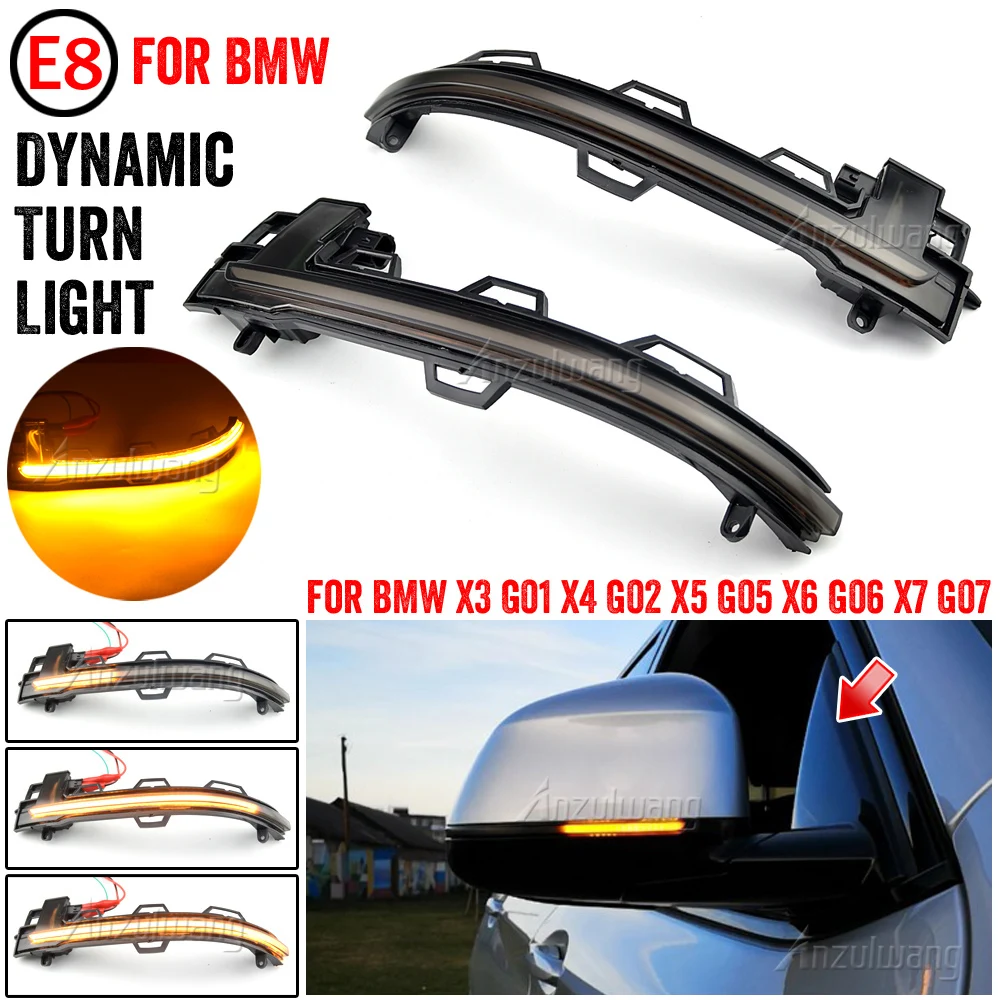 Smoked LED Dynamic Turn Signal Light Side Mirror Flashing Light for BMW X3 IX3 G01 G08 X4 G02 X5 G05 X5 G06 X7 G07