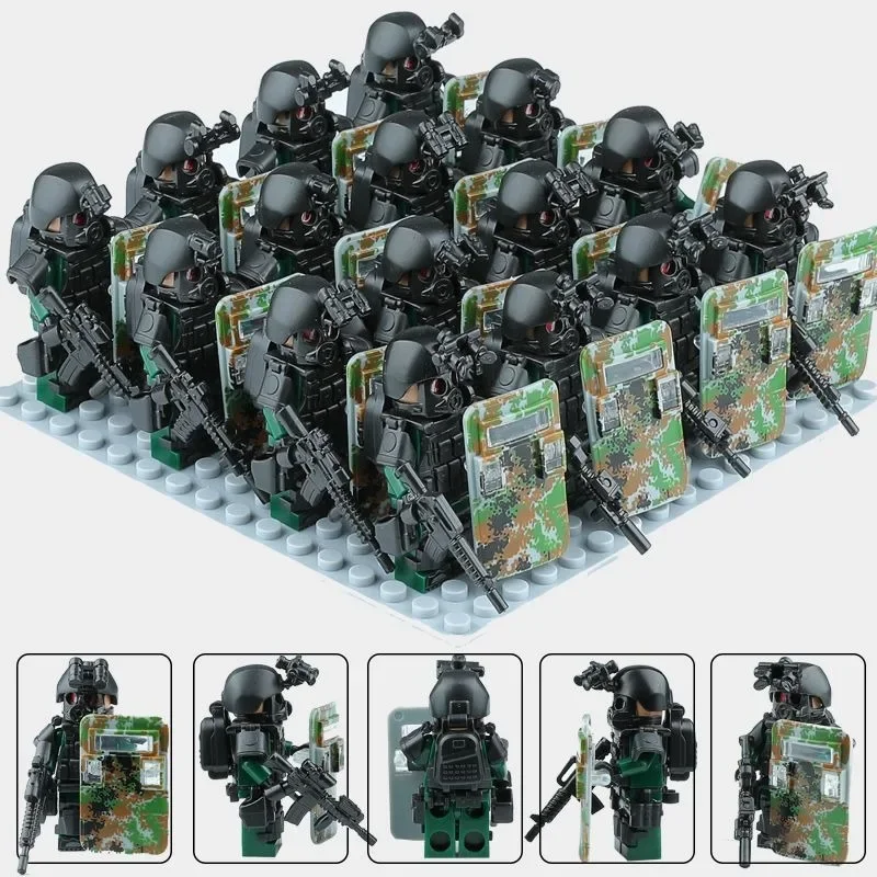 MOC-Baustein, speziell ausgestattete Ghost-SWAT-Puppe, DIY-Montage, Mini-Humanoid-Puppe, voll bewaffnet, Geburtstagsgeschenk – Detail 5