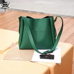 New 2025 Trendy Green Tote Shopper Bag 100% Togo Cowhide Leather Women Handbag All-match Large Capacity Shoulder Bag