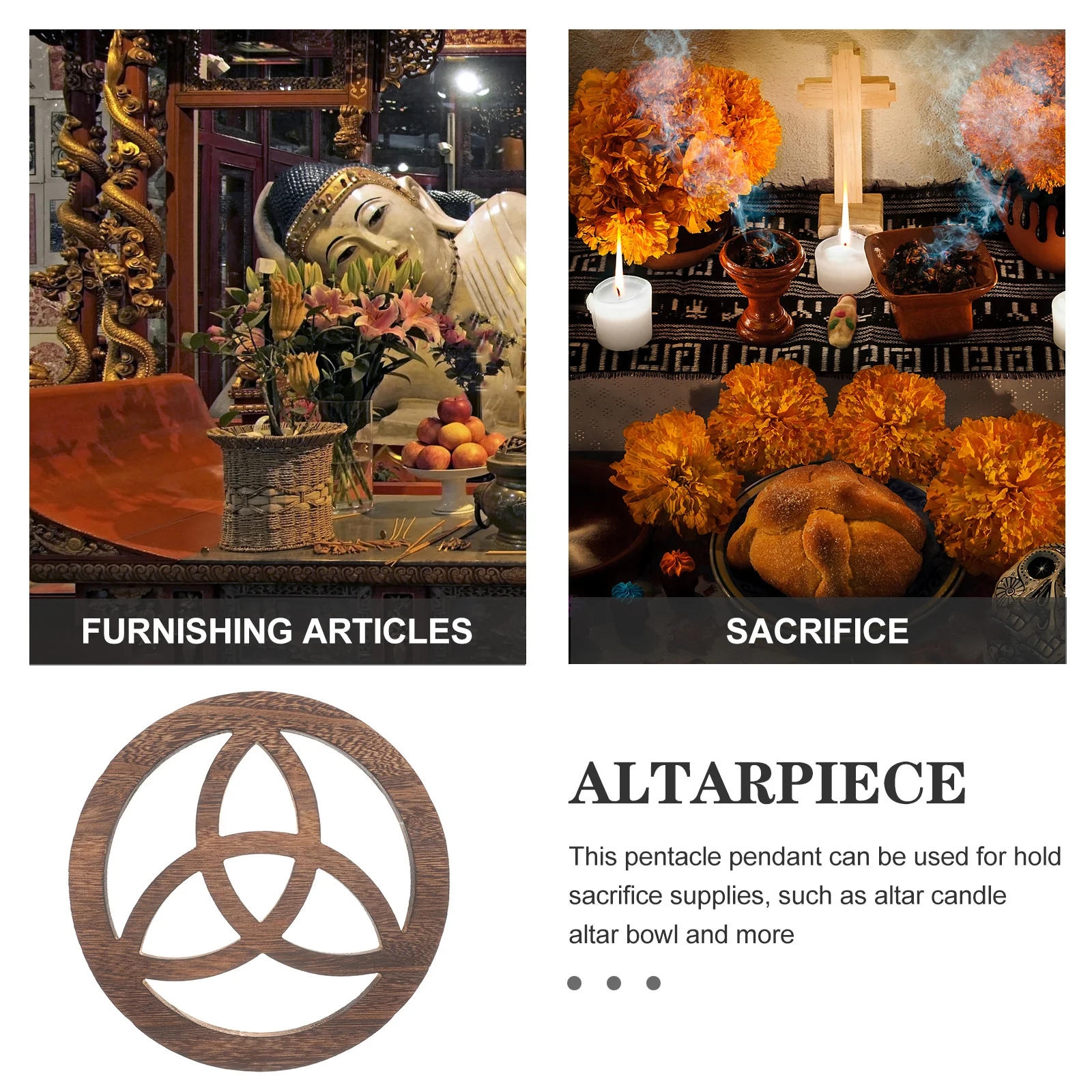 

Wooden Altar Wall Sign Round Rustic Vintage Wall Decor for Entryway Hallway Witches Witchcraft Spiritual Display